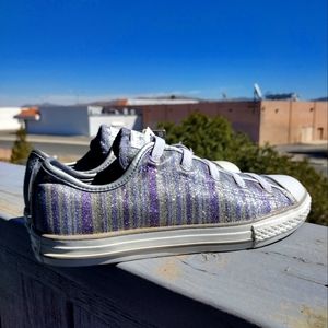 Converse Girls Chuck Taylor All-Star Purple Glitter Slip-on Sneakers